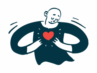 Help Simon video | Sanfilippo News | loving doodle illustration of person with heart on shirt