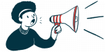 Roadmap from advocacy organizations | Sanfilippo News | announcement illustration of woman with megaphone