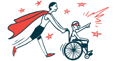 rare disease clinical trial participants | Sanfilippo Syndrome News | Illustration of woman in cape pushing child in wheelchair