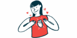 This illustration shows a smiling woman with her heart highlighted.