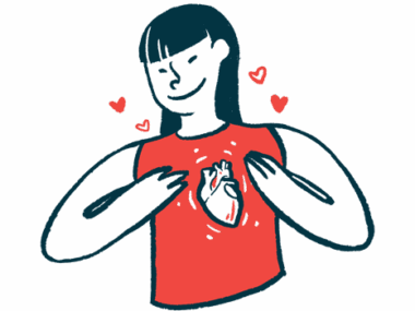 This illustration shows a smiling woman with her heart highlighted.