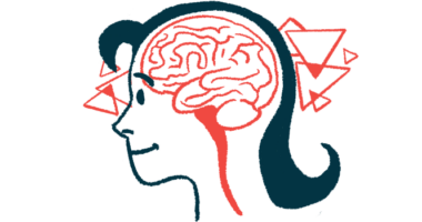 An illustration shows a profile view of the human brain in a person's head.